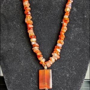 Chico's Carnelite Orange Sunset Gemstone & Pendant